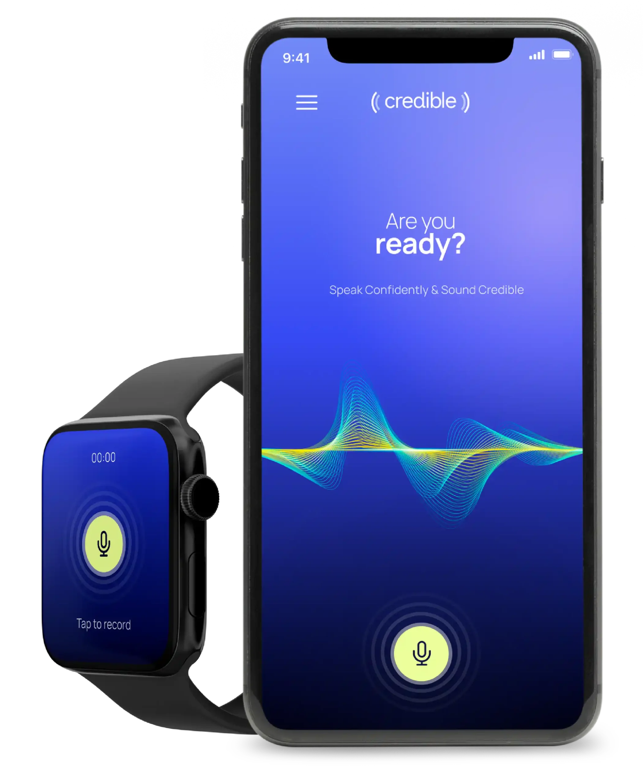 Phone and applewatch with the Credible app open